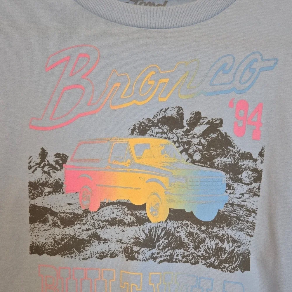 Ford Crop Graphic Tee Cotton Blue Y2K Bronco Built Wild Streetwear L NWT - Picture 4 of 7